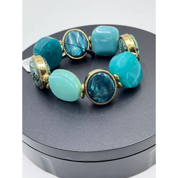 Chicos Bracelet Boho Southwest Teal Blue Green  Beaded Stretch
Bangle New - Picture 8 of 8